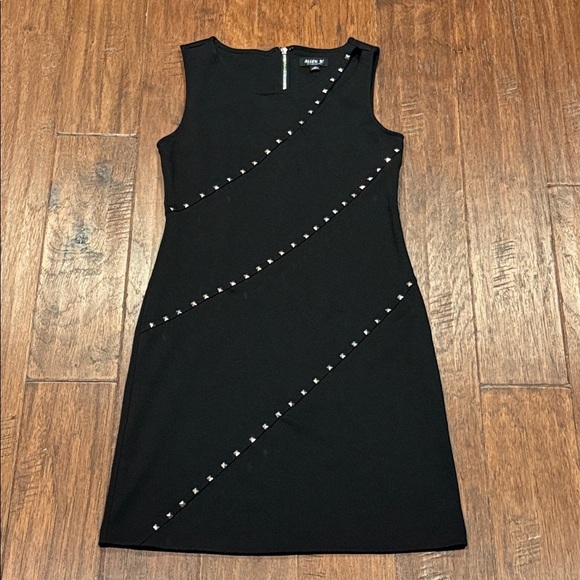 XS ALLEN B. Black Business Mini Dress with Silver Studs - Picture 1 of 10